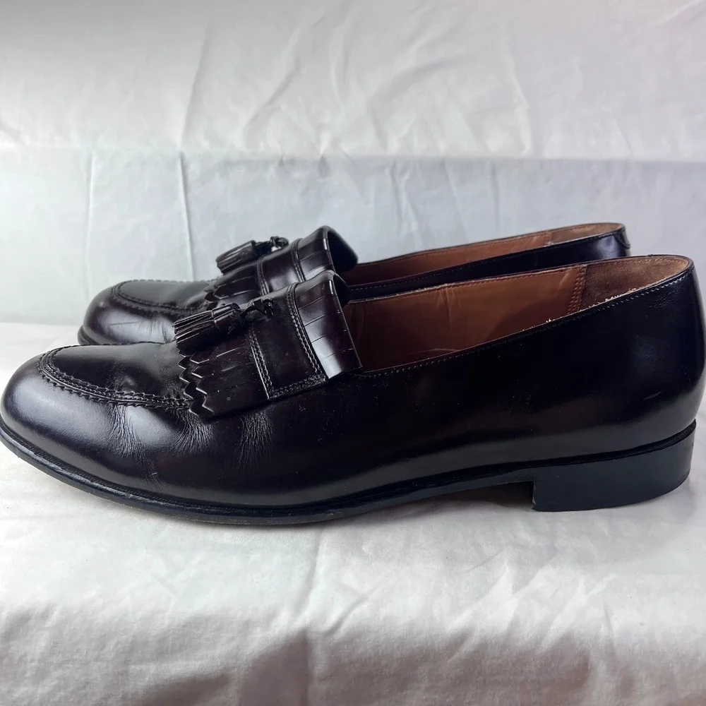 Bostonian Classics First Flex Mens Burgundy Leather Kiltie Tassel Loafers 20328